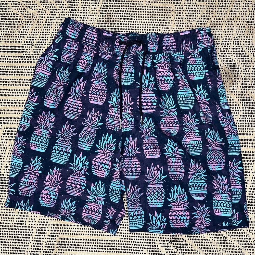 Goodfellow & Co Blue and Purple Pineapple Print Swim Shorts